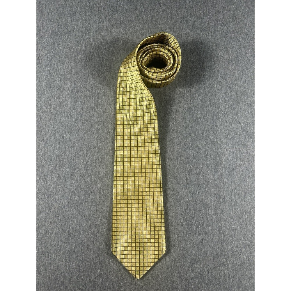 Brooks Brothers Makers Gold Basketweave Check Pure‎ Silk Tie